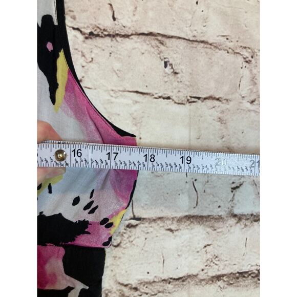 Old Navy Maxi Dress Womens 12 Black Pink Watercolor Floral Full Length Flowy Zip - Picture 11 of 16